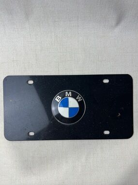 BMW Emblem Novelty License Plate Black Car Tag Garage Decor